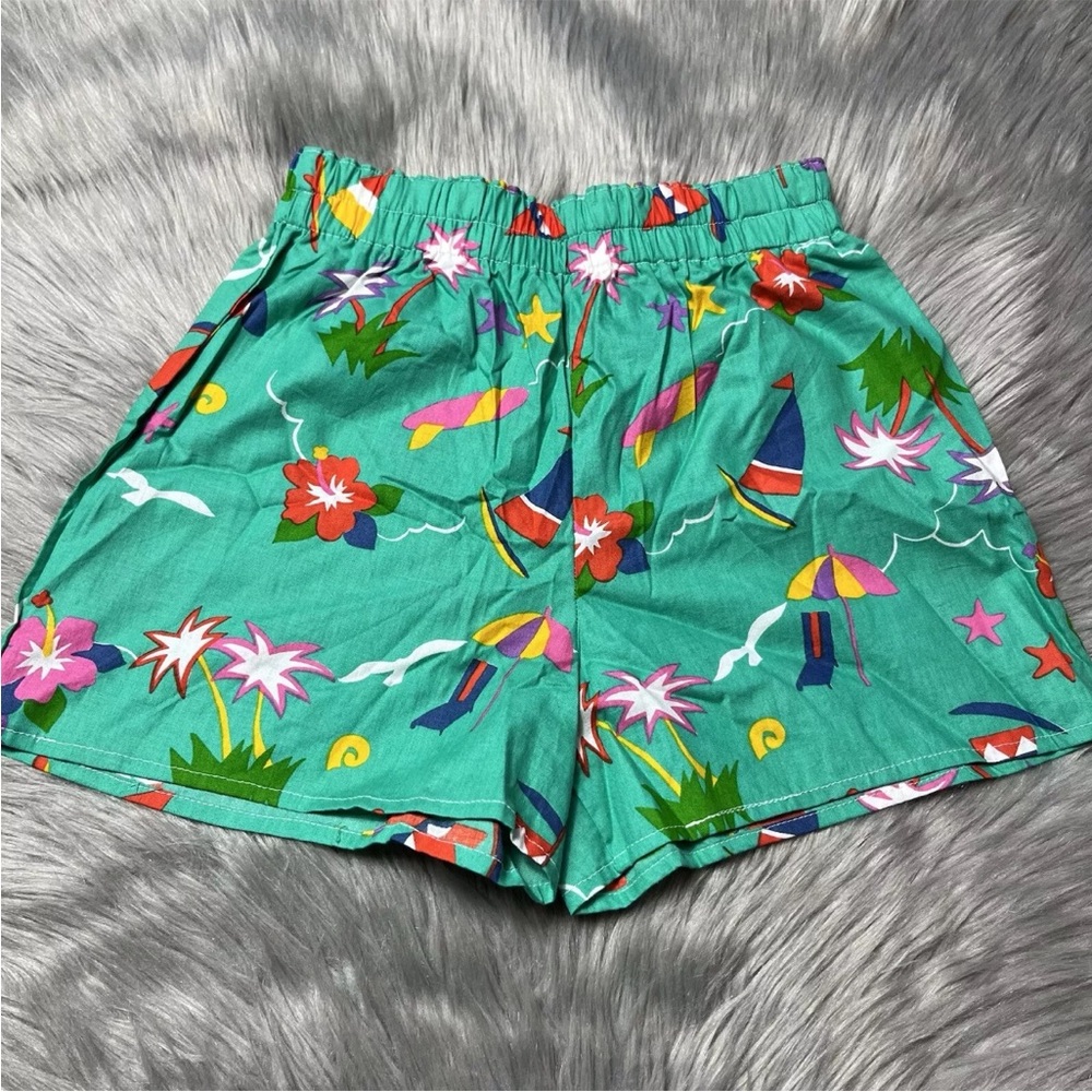 Vintage Handmade Kids 80s Tropical Hawaii Floral Shorts
